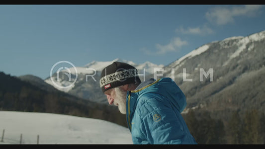 shot of a hiker in winter